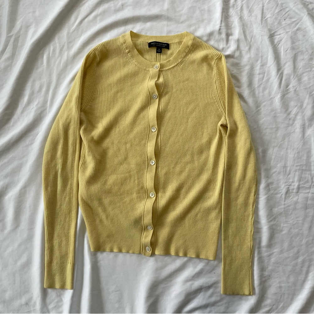 Banana Republic Yellow 100% Wool Cardigan